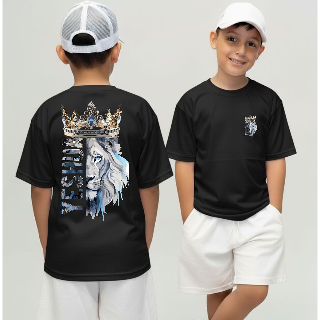 Camiseta Infantil Juvenil Unissex Premium 100% Algodão - Estilosa Religiosa Leão Yeshua - Envio Rápido - LT.OnlyShopping