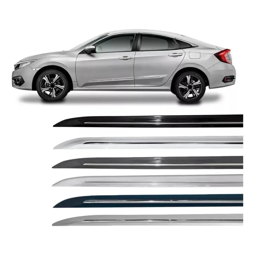 Friso Lateral Civic G10 2017 2018 2019 2020 Novo Modelo Prata Platinum Metálico