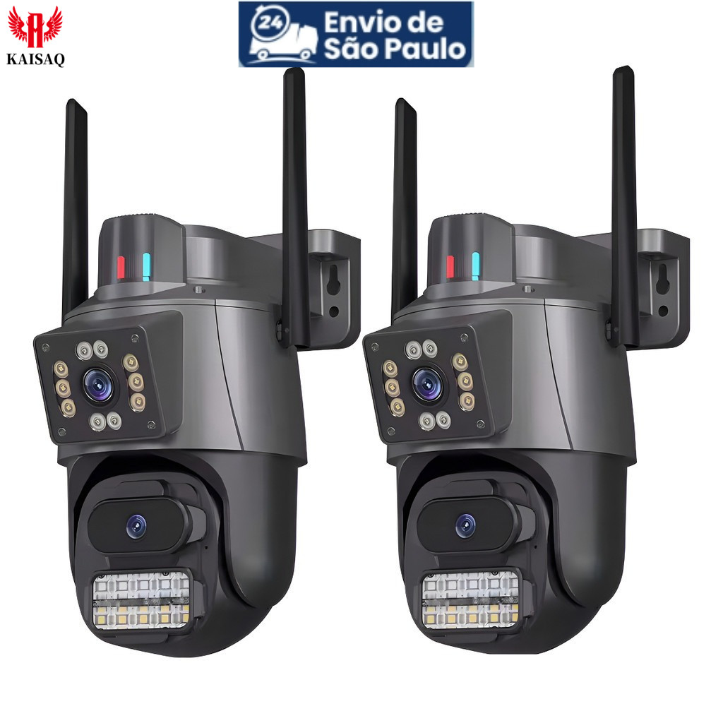 Kit 2 Câmera Segurança Ip App YOOSEE Lente Dupla Cor Preto