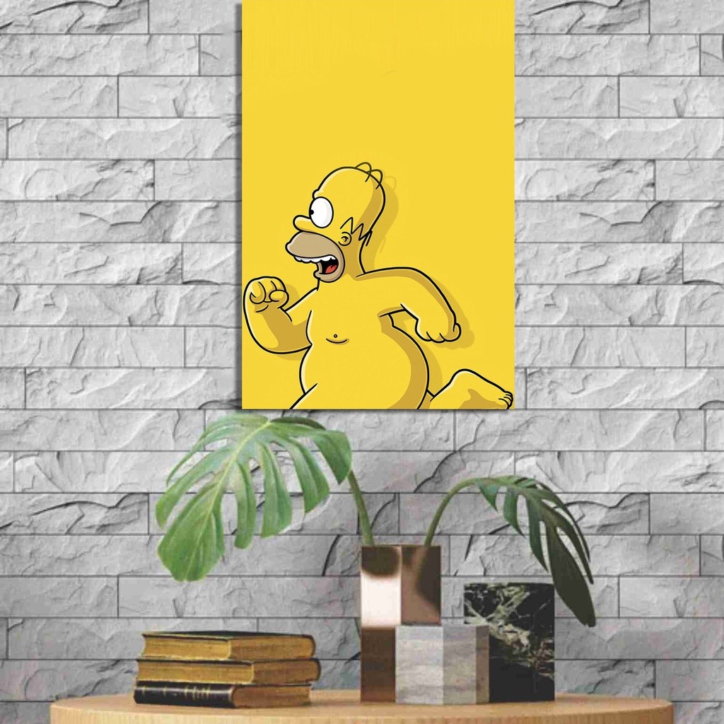 Quadro Decorativo Placa Quarto Sala Homer Simpson Pelado Correndo Desenho Serie Grande Mdf