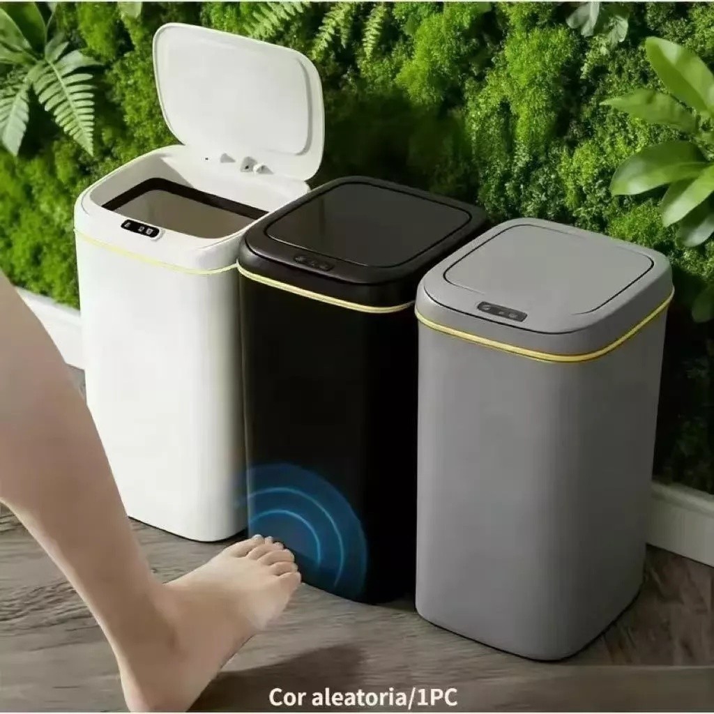 Lixeira Inteligente 16L Recarregável para com Sensor Automático Banheiro Cozinha Higiênica Casa Escritório Cozinha em Oferta na Shopee
