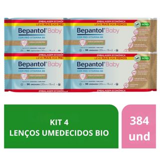 Kit Toalhas Lenços Umedecidos Biodegradáveis 4 Pacotes c/96un Cada Bepantol Baby em Oferta na Shopee
