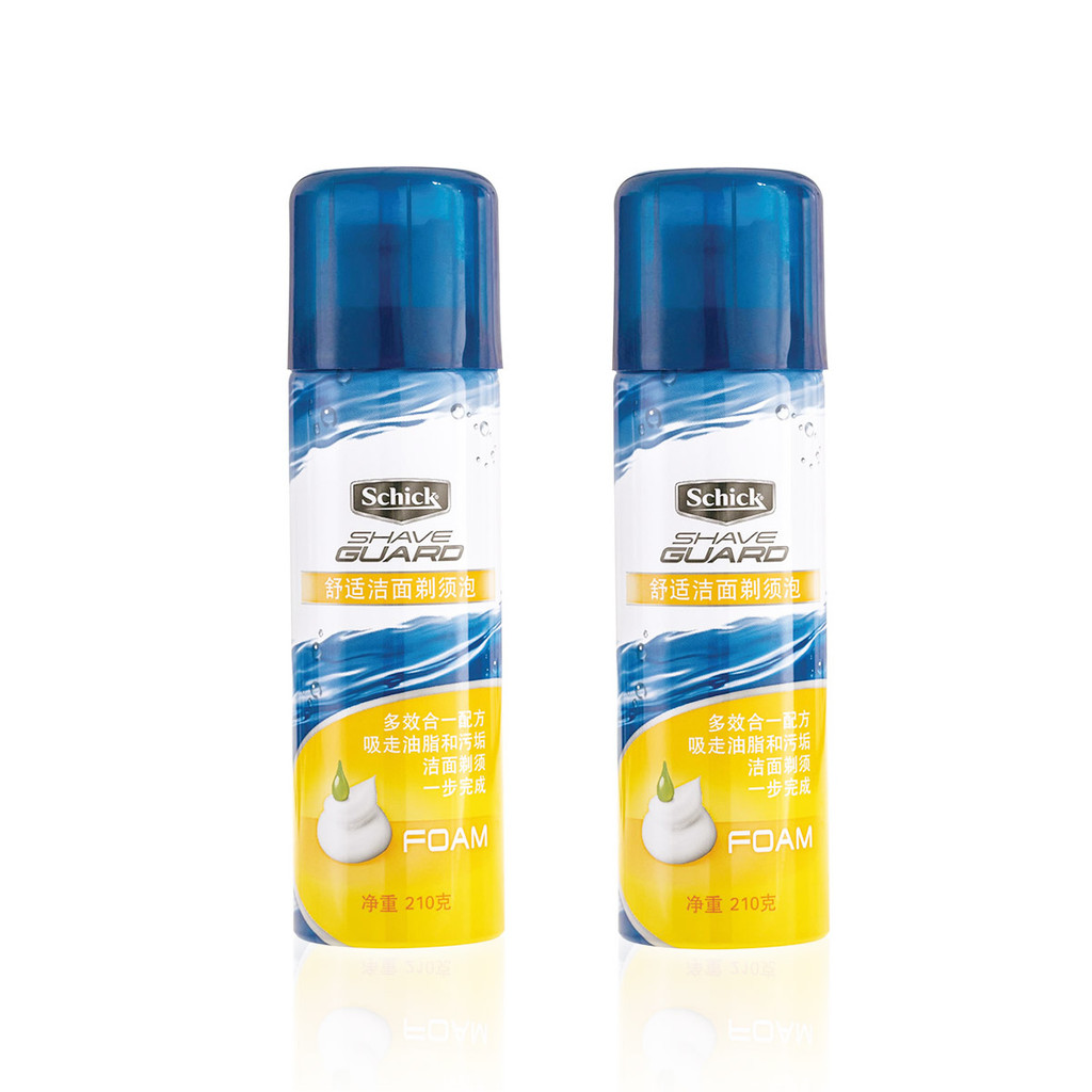 Espuma de barbear de limpeza confortável 210g duas garrafas schick barbear molhado masculino Multi-efeito lubrificante e