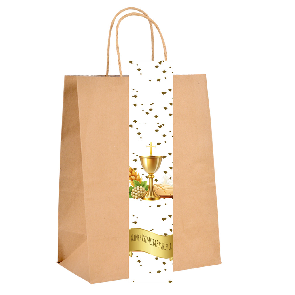 ROTULO ADESIVO PERSONALIZADO PARA SACOLINHAS KRAFT  LEMBRANCINHAS FESTA  EUCARISTIA PRIMEIRA COMUNHÃO 1