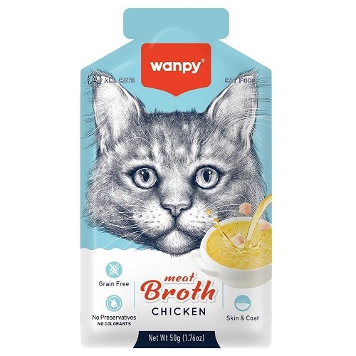 Caldo Sopa Petisco Alimento Úmido Super Premium Frango Wanpy para gatos