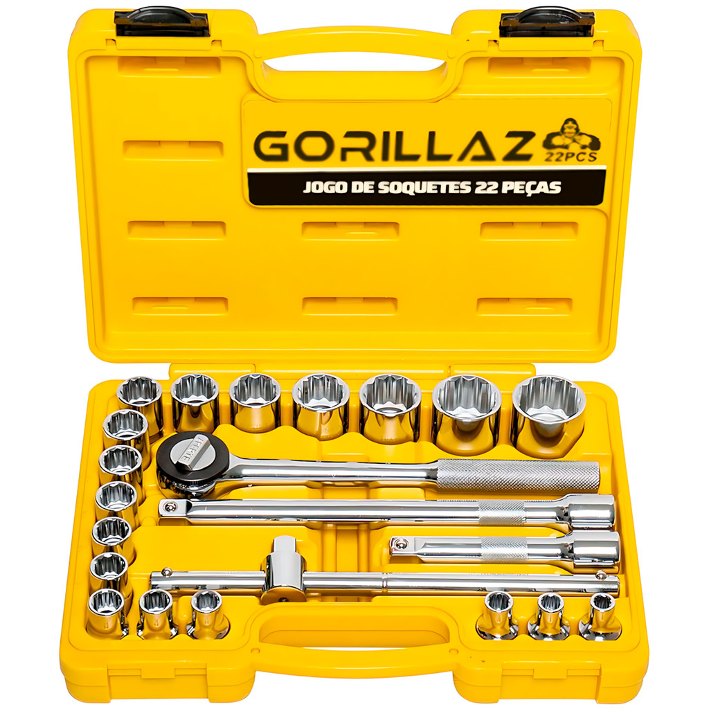 Jogo Maleta De Soquetes Com Catraca 1/2" 22 Peças Profissional em Oferta na Shopee