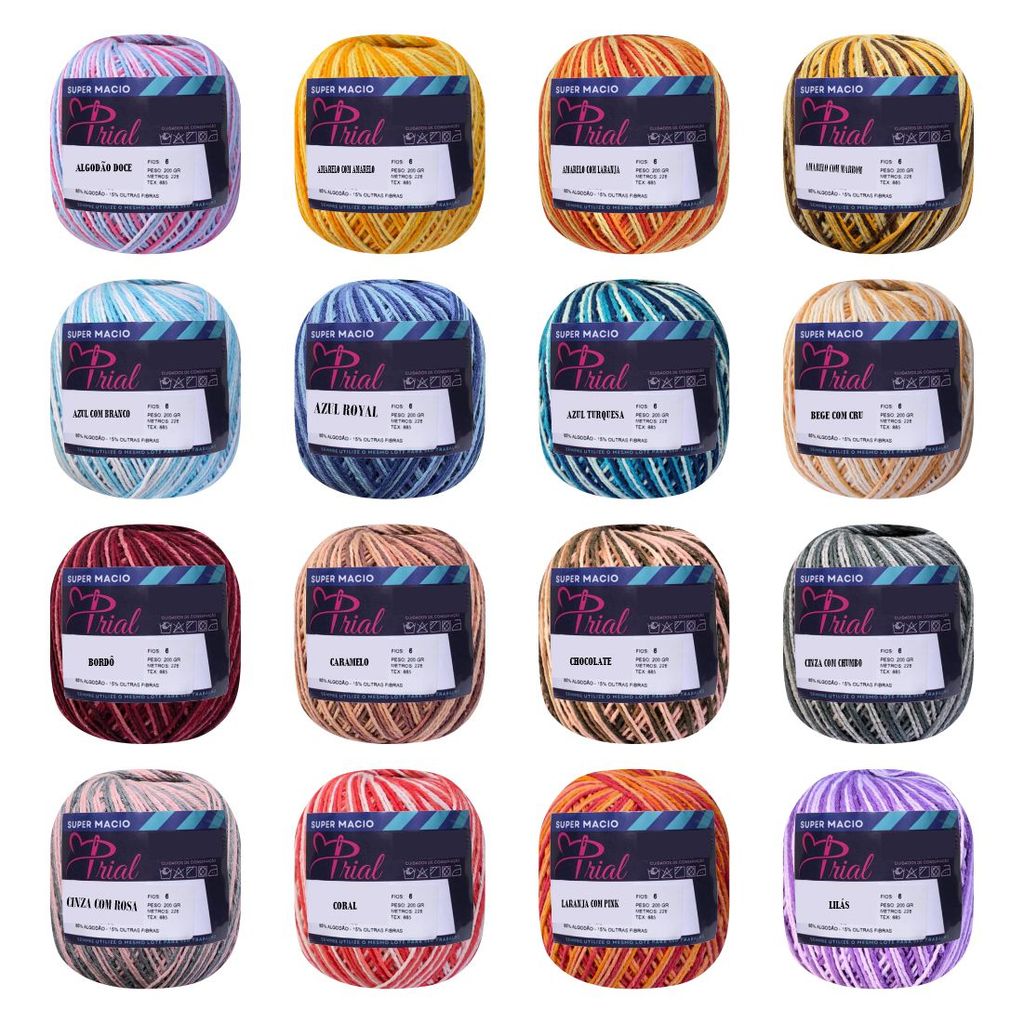 Barbante Multicolor Colorido 6 Fios Linha De Crochê Tricô 200 Gramas em Oferta na Shopee