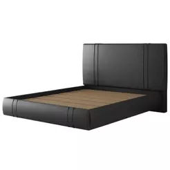 Cama Queen Flutuante Com Cabeceira 160cm Lyra Sintético Preto S05 - Mpozenato