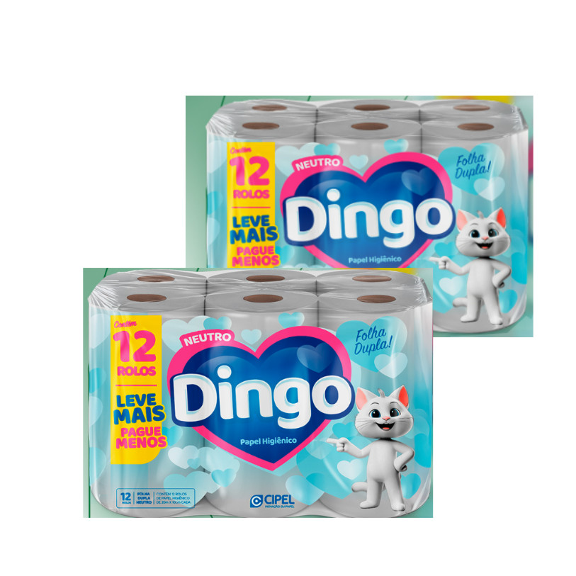 Papel Higiênico DINGO Folha Dupla 12 Ou 24 Rolos 30m