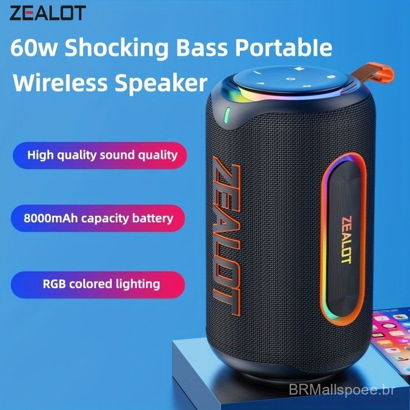 O Zealot Mp1 É Um Alto-falante de 60w Potência Máxima de Saída, Que Oferece Áudio Sem Fio, Portabilidade Uso Ao — R$ 769,41 em Shopee