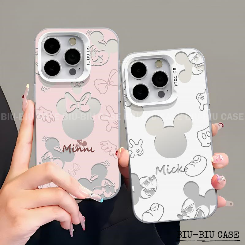 Capinha capa de Mickey Minnie Vintage iPhone 17 11 12 13 15 14 16 Pro Max Xr Xs Max 7+ 8+ pulseira rosa Capa TPU choque