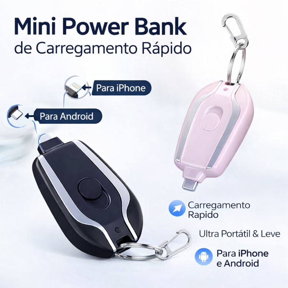kit2 | Carregador De Chaveiro Portátil | 1500mAh Ultra-Compacto Mini Pacote De Bateria Carregamento Rápido em Oferta na Shopee