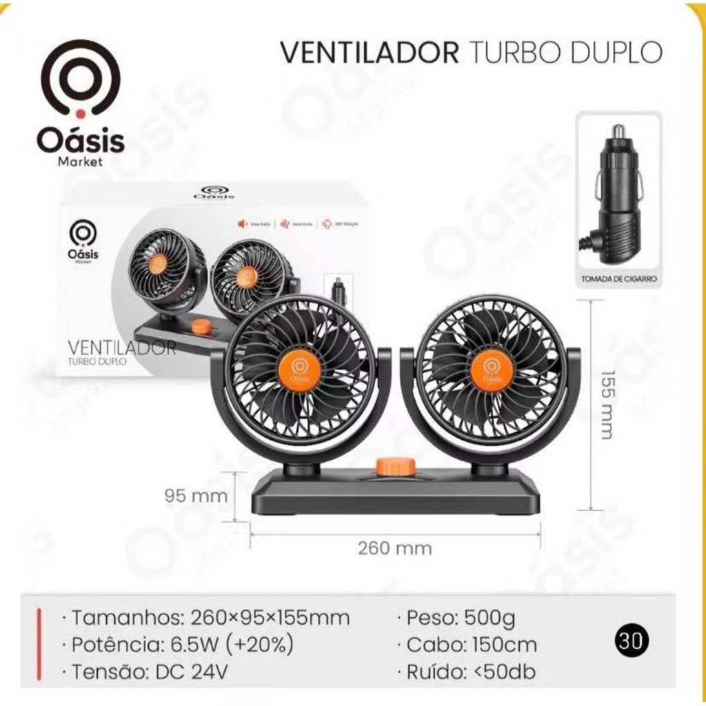 Ventilador Duplo Automóveis 24v Ajustável 2  12v Ajustável 2 Velocidades