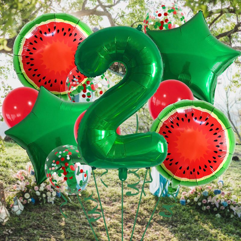11 Pçs Verão Fresco Frutas Balão Conjunto Melancia Folha De Alumínio Havaí Festa Decoração Aniversário Fotografia