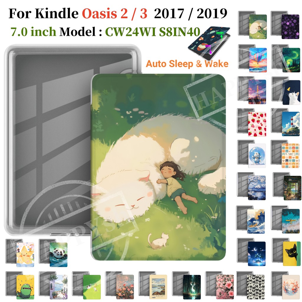 Para Kindle Oasis 2 3 (9a 10a Geração) 2019 2017 7 Polegadas S8IN4O CW24WI Ebook Nova Capa Estampada Oasis3 Oasis2 Flip