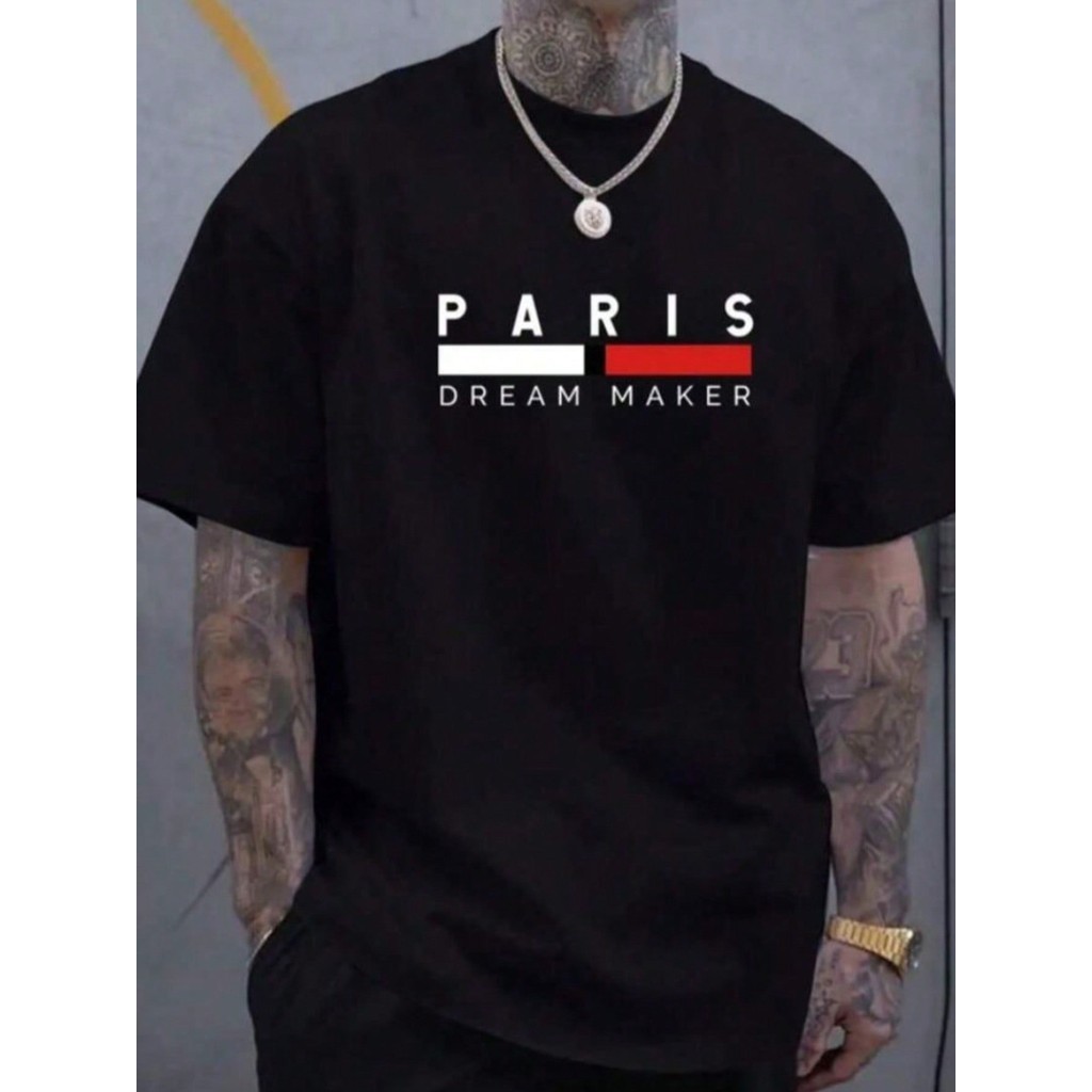 Camiseta Masculina Casual Premium Paris Dream Maker Camisa Gola Redonda Manga Curta Tendência