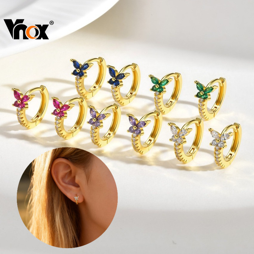 Brincos De Argola Huggie Banhados A Ouro Borboleta Vnox Para Bebês Meninas Mulheres Hipoalergênicos De Zircônia Cúbica J em Oferta na Shopee