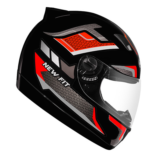 Capacete Moto Ebf New Fit Control Fechado Com Narigueira Preto e Vermelho