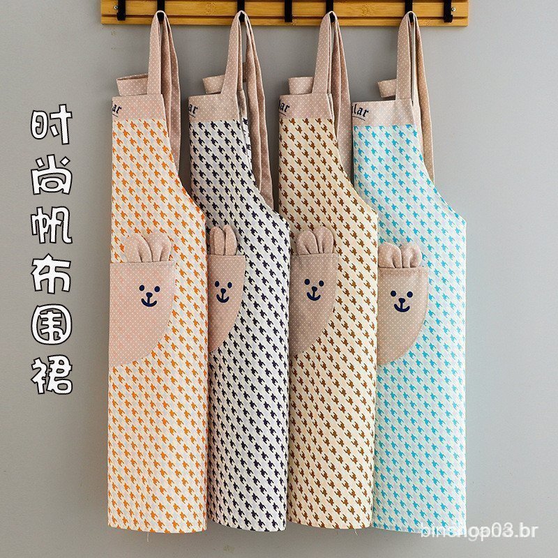 Avental para Mulheres Moda Coreana Cozinha à Prova de Óleo e Manchas Adulto Cozinha em Casa Sem Mangas Estilo Novo Fofo