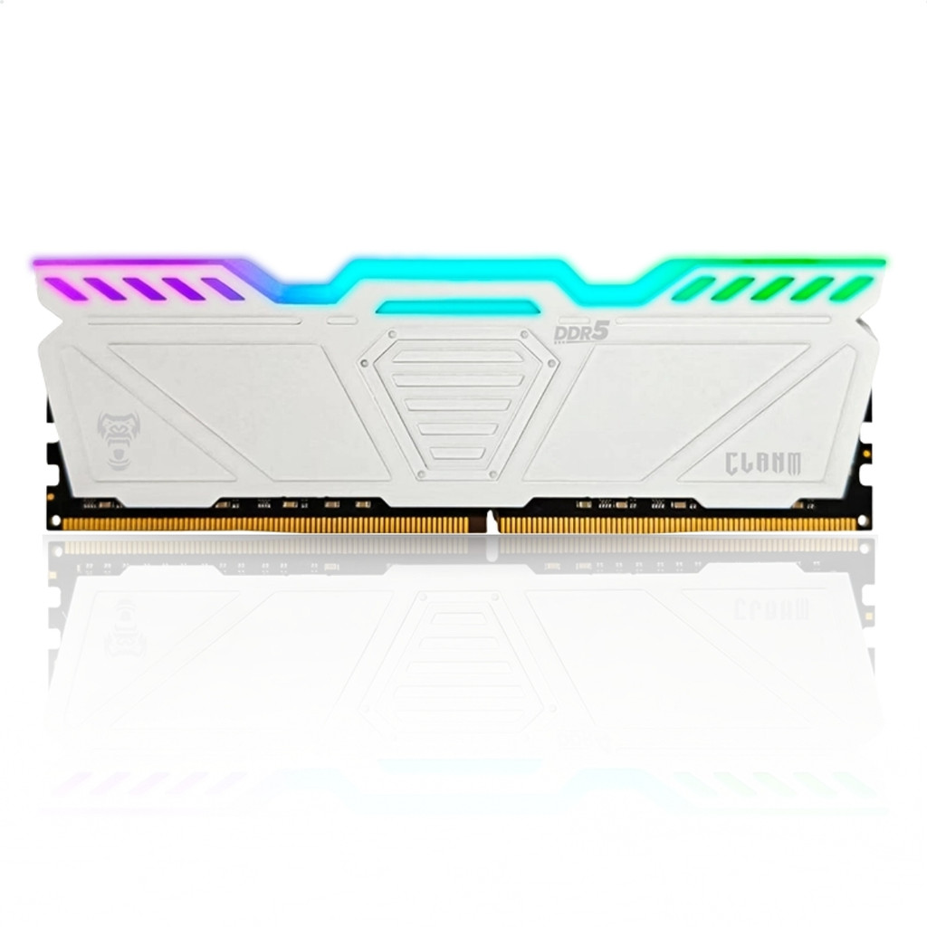 Memória Ram Gamer Para Pc DDR5 16GB 6400MHz Clanm RGB Com Dissipador CL40 Branca