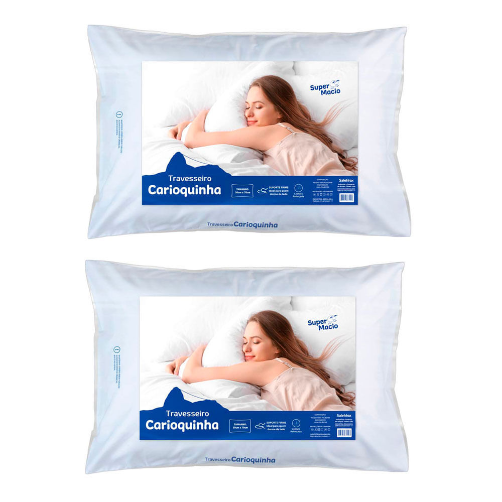 Kit 2 Travesseiros 50x70cm Suporte Firme Carioquinha Salehtex em Oferta na Shopee
