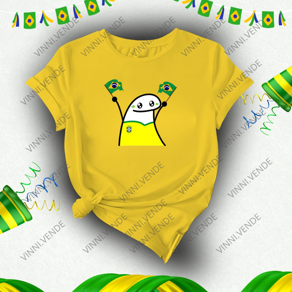 Camiseta Bento Bandeiras Brasil Blusa 100% Algodão Unissex Diversão Copa do Mundo