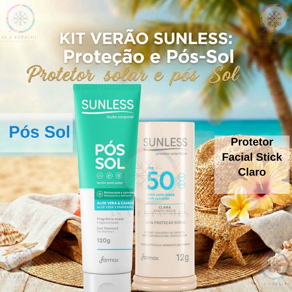 Kit Sunless: Stick FPS 50 Claro + Pós-Sol 120g