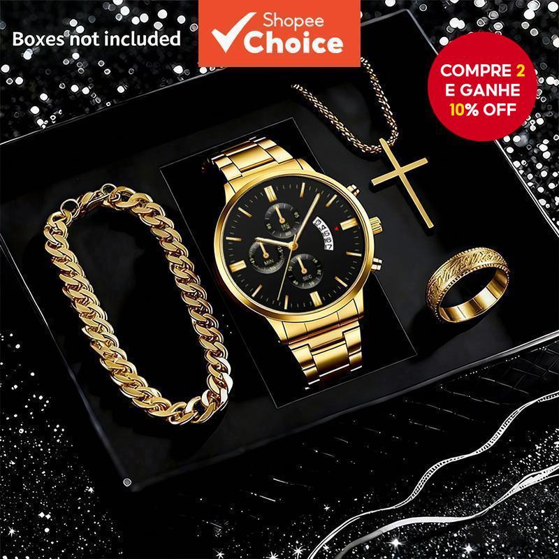 Relógio de quartzo alto e estiloso com acessórios de moda para negócios de menino combinados em Oferta na Shopee
