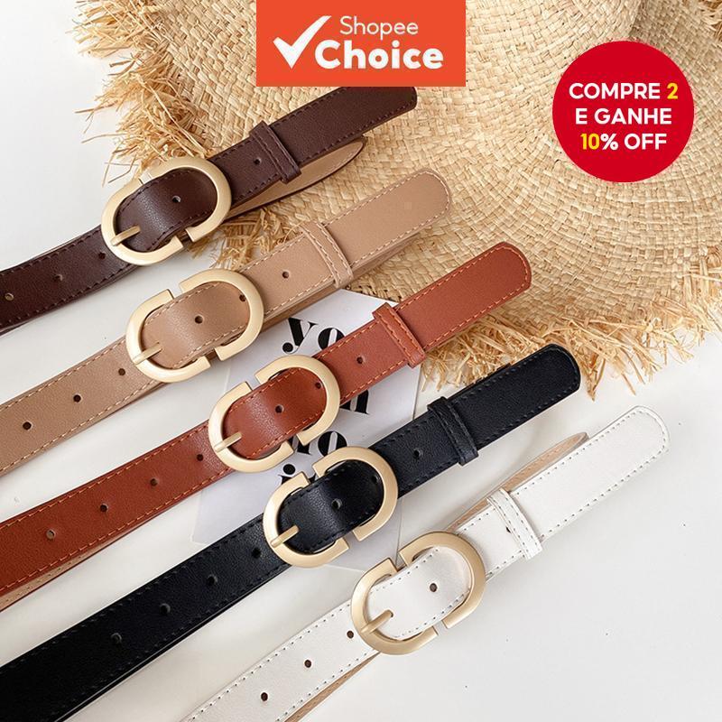 Novo Cinto de Moda para Senhoras Cinto em forma de D Decoração de Fivela Casual All-Match Belt