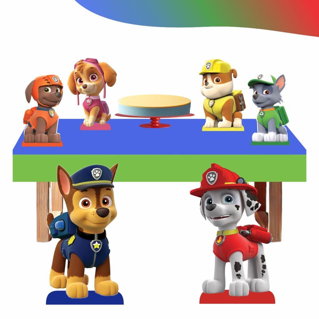 Kit 4 Displays de Mesa 20cm + 2 Totens de Chão 43cm MDF 3mm - Patrulha Canina