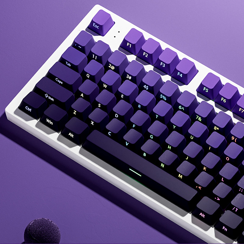 135 Teclas Roxo Duplo Tiro PBT Keycaps RGB Retroiluminado Impressão Lateral Keycap Perfil OEM Para Teclado Mecânico