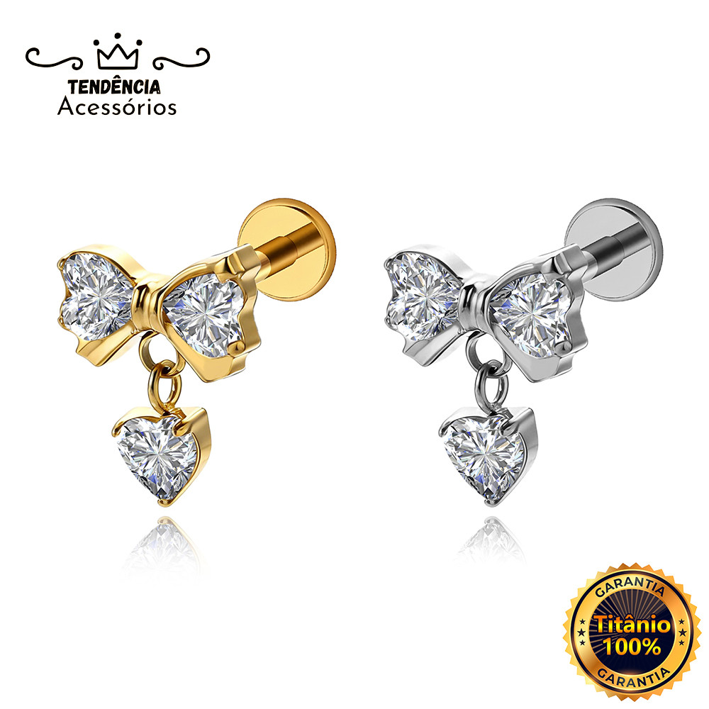 Piercing Labret Zircônia Titânio Helix Tragus Conch Nariz Boca Piercing Orelha em Oferta na Shopee