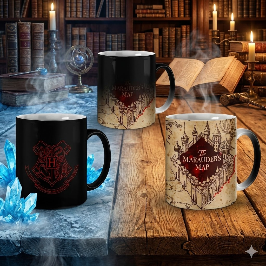 Caneca Magica Harry Potter Mapa Do Maroto 325 Ml  Grifinória Lufa Lufa Corvinal Sonserina