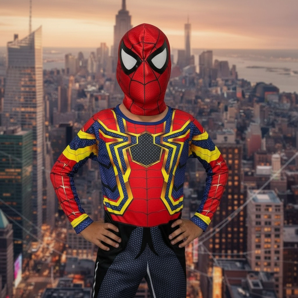 Fantasia Infantil Homem Aranha Dourado Avengers Filme Com Ac em Oferta na Shopee