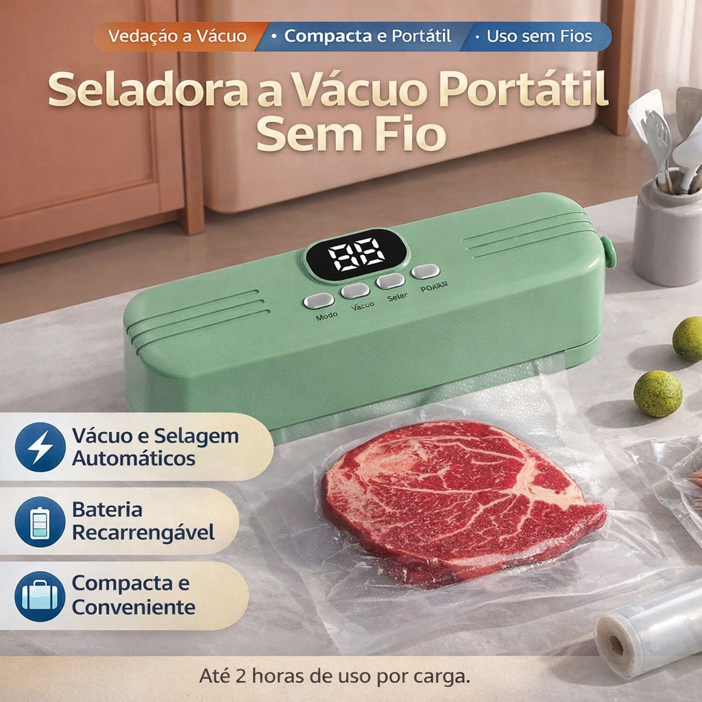 Seladora A Vácuo Automática, Vedação Sem Fio Compacta Portátil / MINI Selador De Saco Plástico Para Alimentos E Outros