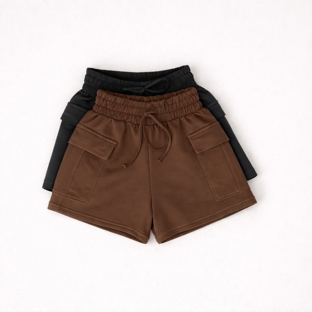 Kit 2 Shorts Cargo Feminino Alfaiataria Bolso Laterais  - ENVIO IMEDIATO !!! em Oferta na Shopee