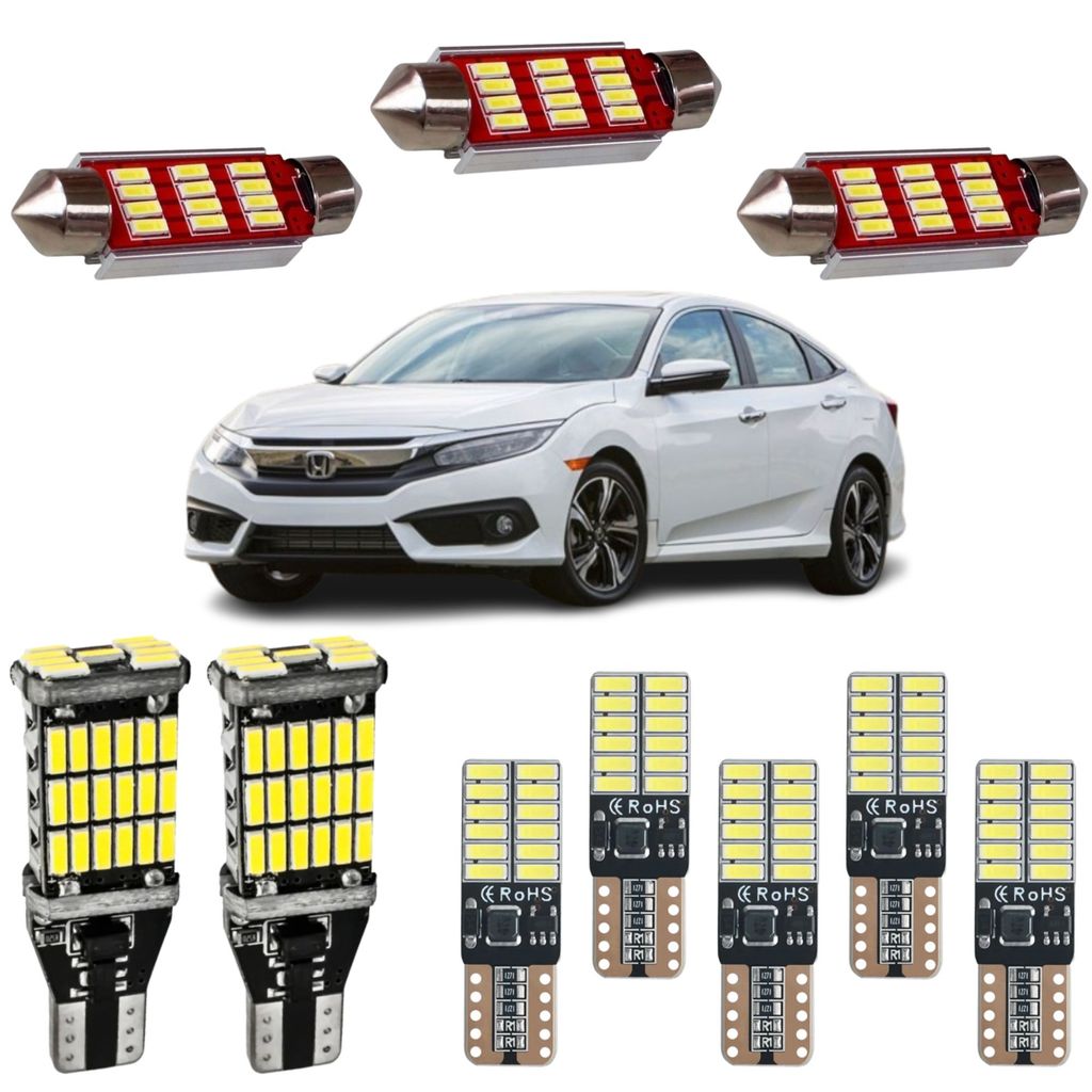 Kit Lampadas Led Premium Honda New Civic G10 2017 2018 Civic 6000K