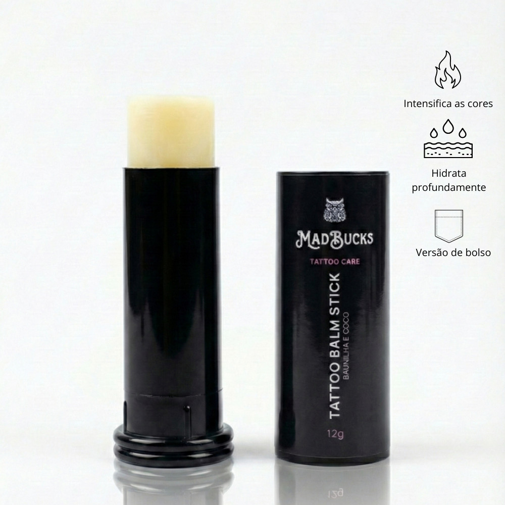 Pomada Madbucks Tattoo Balm Stick Hidratação Natural Para Tatuagens Hidratante Vibrante Diariamente