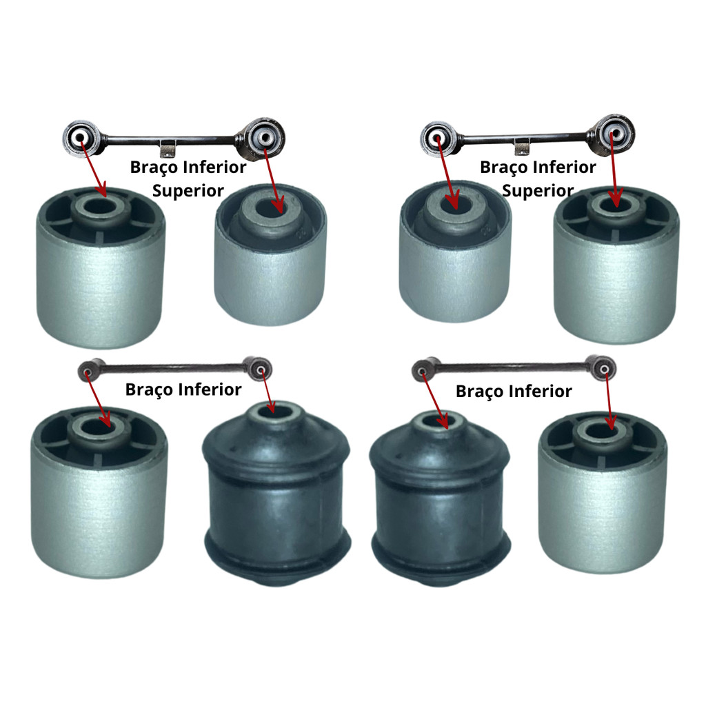 KIT 08 BUCHA SUSPENSÃO TRASEIRA  PAJERO TR4 02/15, iO 99/02 - MOBENSANI