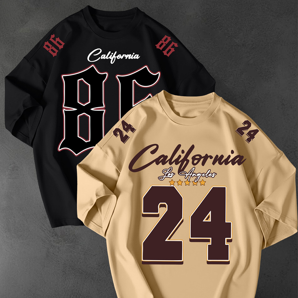 Kit 2 Camisetao Oversized California Streetwear Unissex 100 Algodao Fio 30.1 Estampada Estilo Rua LA

