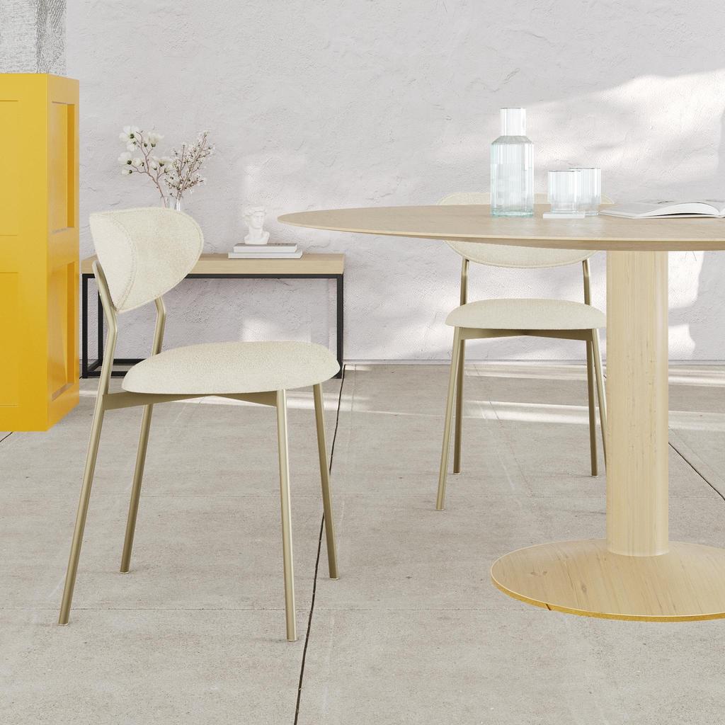 Conjunto 6 Cadeiras de Jantar Abby Tecido Boucle Est.Champ