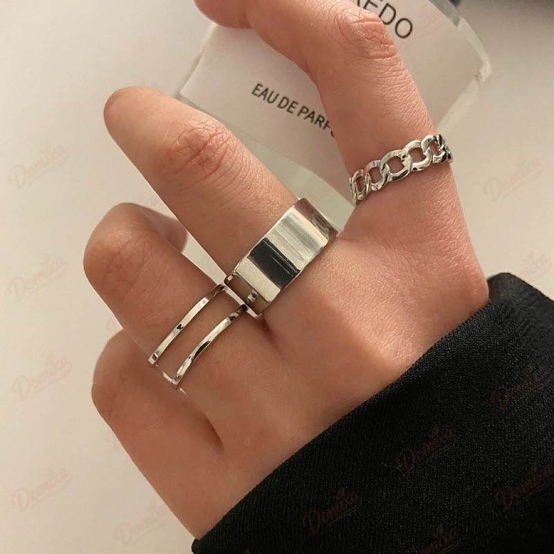 Conjunto De Anéis De Metal Estilo Ins Anel Ajustável Para De Anel De Dedo Joias Acessórios-DO