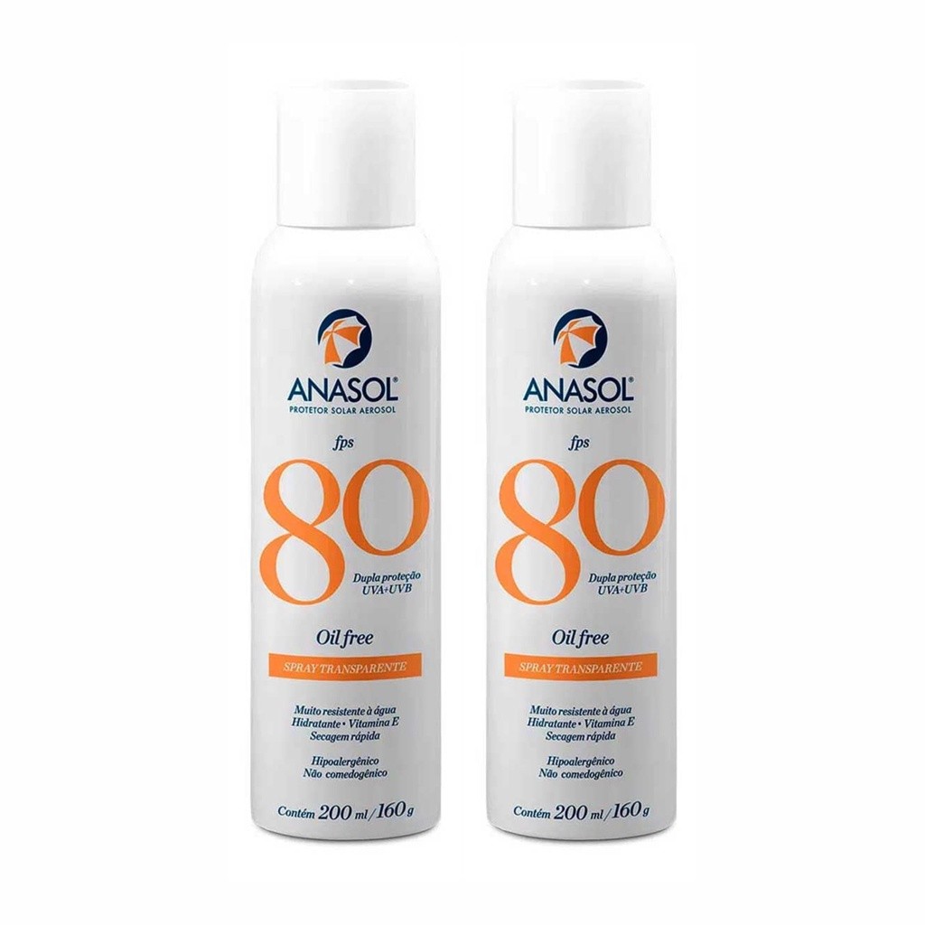 Anasol Kit 2 Protetor Solar Aerosol Spray Transparente FPS 80 200ml