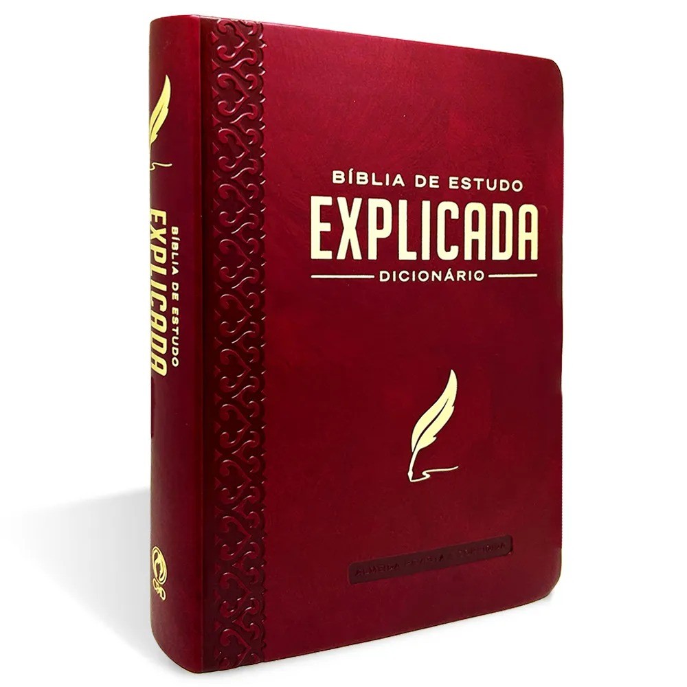 Bíblia de Estudo Explicada | ARC | Letra Média | Luxo Vinho em Oferta na Shopee