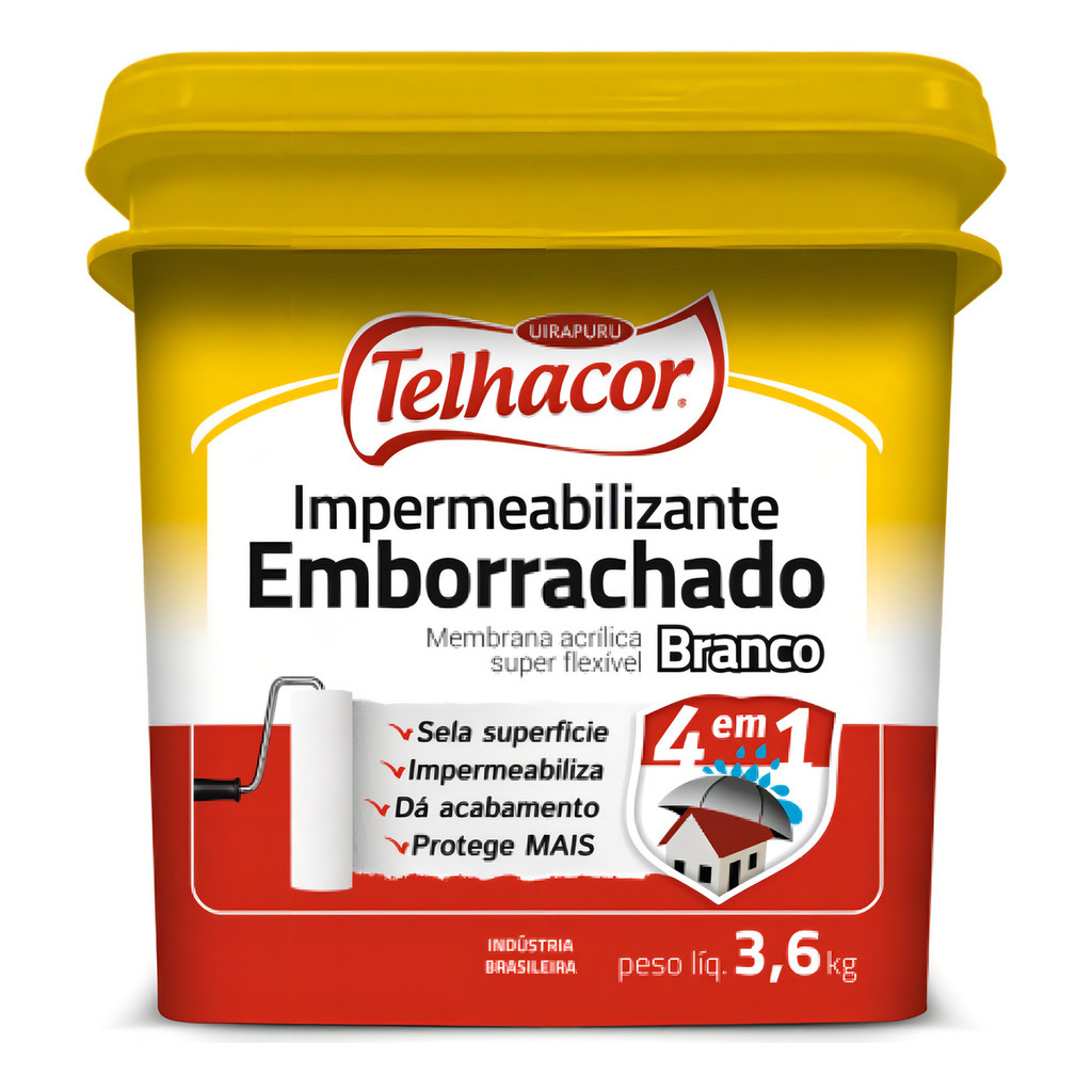 Impermeabilizante Emborrachado 4 Em 1 Telhacor Branco 3.6 L