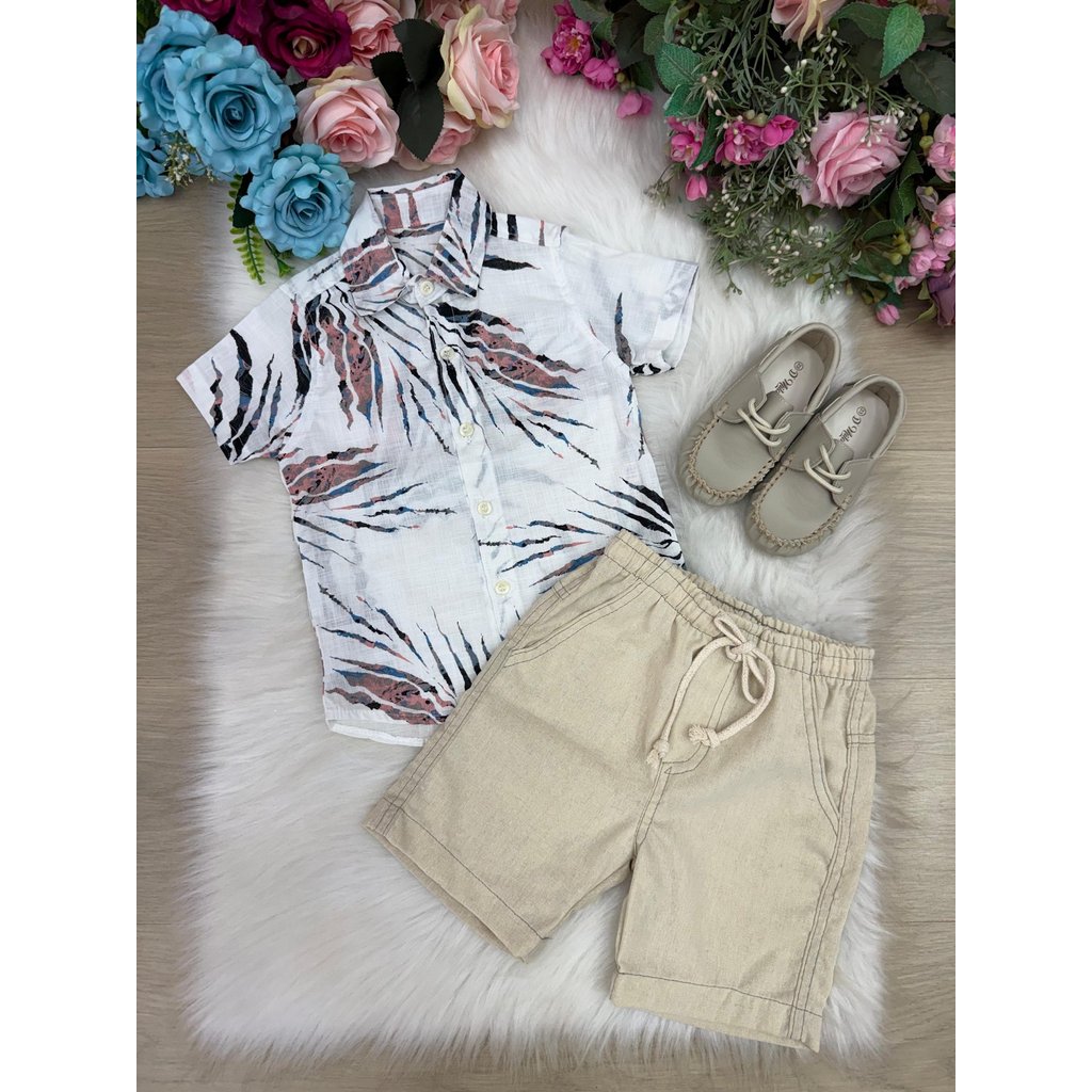 Conjunto Meninos Lucas Banana Club Shorts Linho