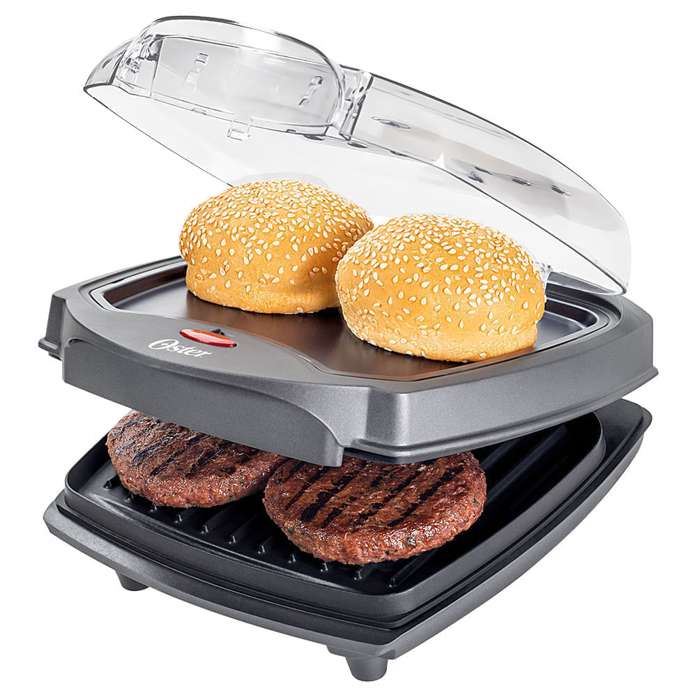 Grill Elétrico Oster OGRL500-127 Burguer 2 em 1 com Estufa Preto
