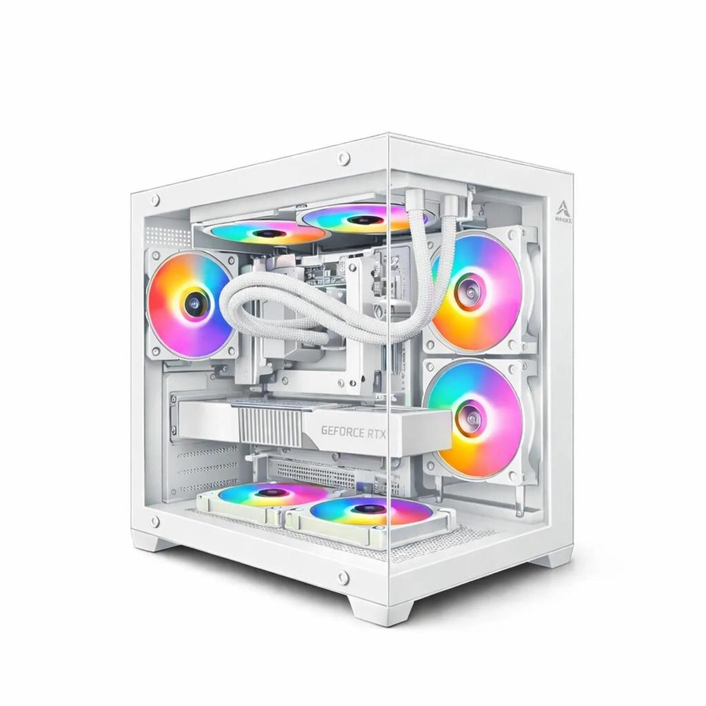Gabinete Gamer Branco Aquario MID Tower Lateral e Frontal em Vidro Temperado