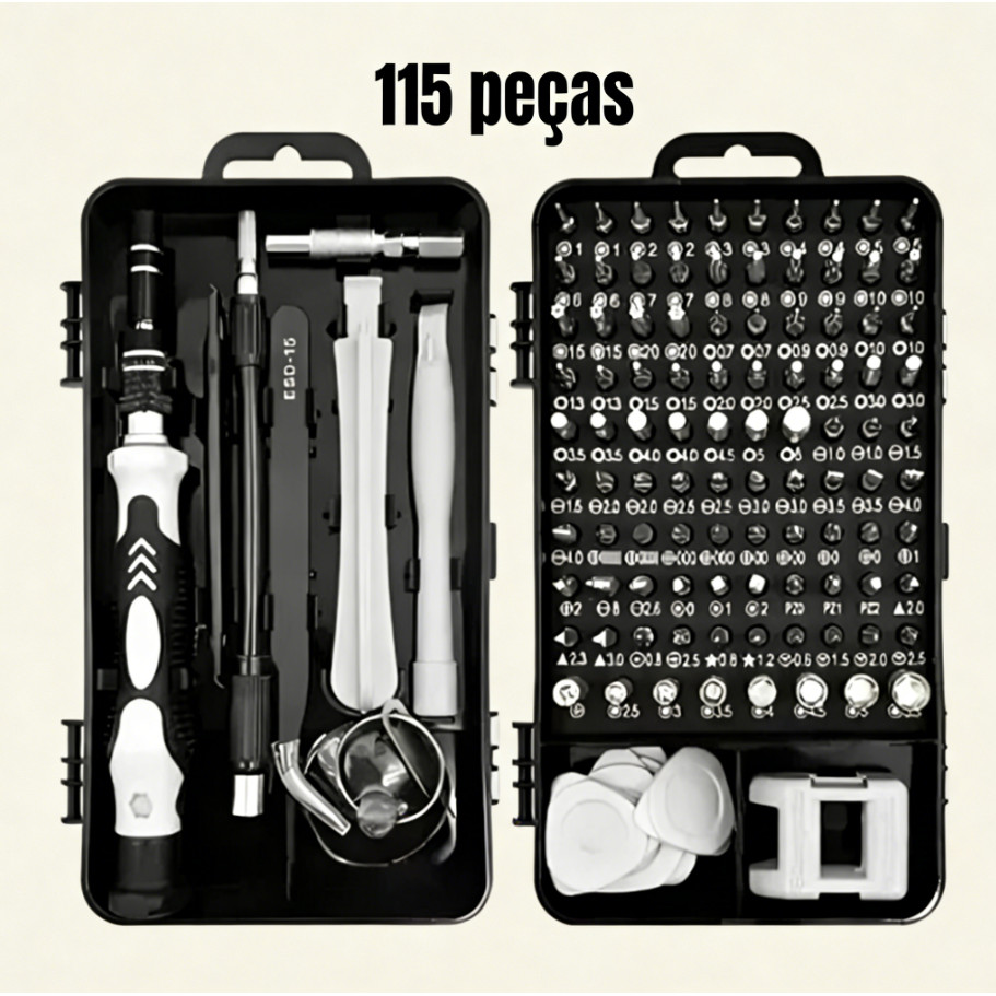 Chaves De Fenda Precisão Kit 115 Peças | Ferramentas Para Reparação Celular Notebook Tablet Manutenção