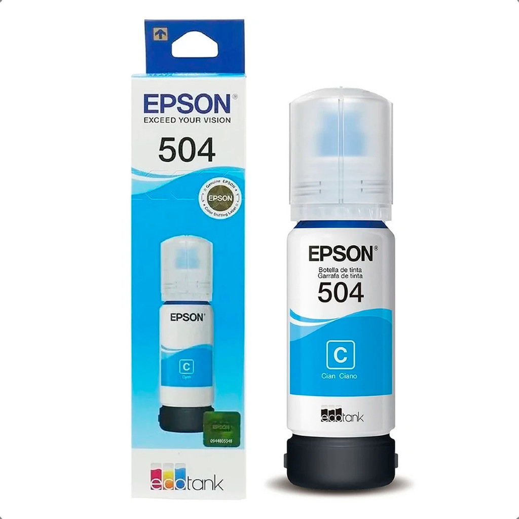 Garrafa Refil de Tinta Epson T504 Ciano L4150 L4160 L6171 L6161 L6191 T504222